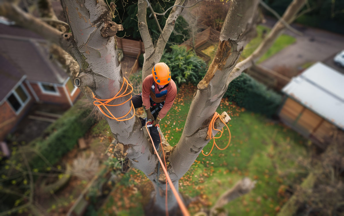 a tree surgeon pruning a tree in North London